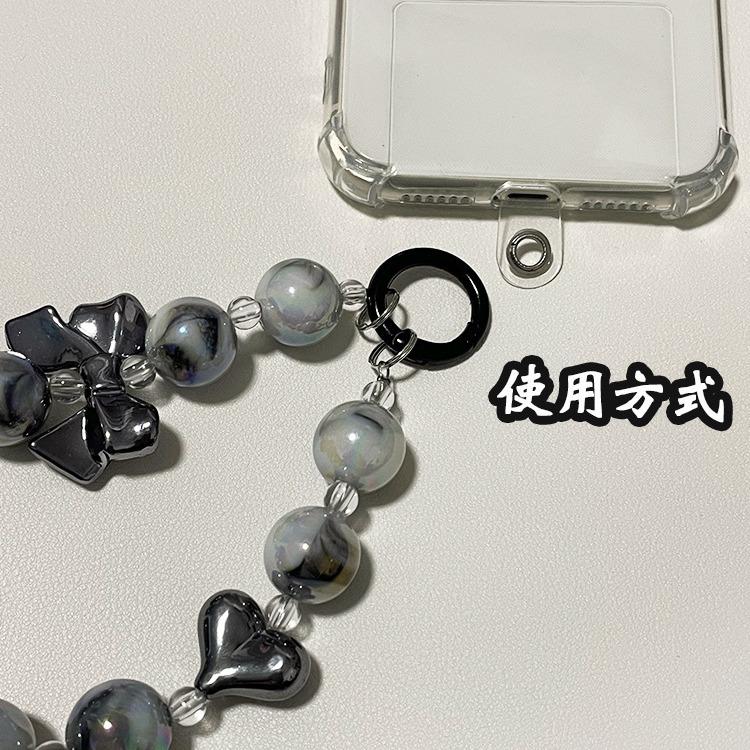 New Beaded Bow Car Keychain Mobile Phone Pendant Paint Ring Pearl Accessories Bag Decoration Key Chains for Women