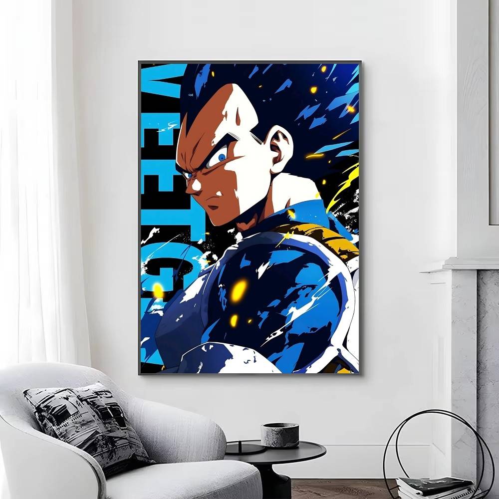1pc Anime DRAGON BALL Vegeta Posters Self-adhesive Paper Print Home Living Room Bedroom Entrance Bar Cafe Art