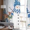 Weihnachten Winter Schneemann Poinsettie Transparente Vorhänge zur Wohnzimmerdekoration Fenstervorhänge Küche Tüll Voile Vorhänge