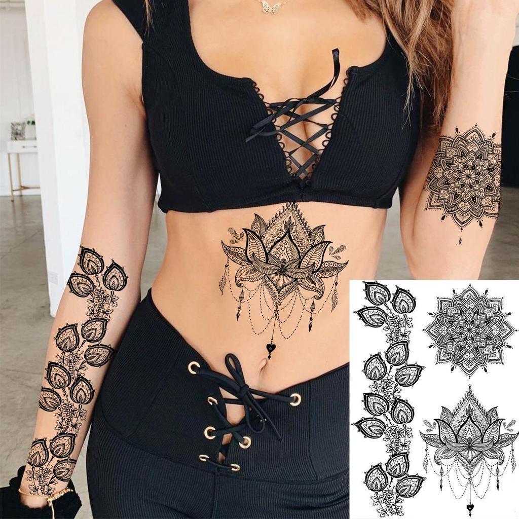 Cross Henna Art Temporary Tattoo Sticker for Arm and Neck