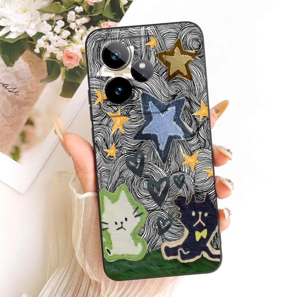 Für Realme GT 7 Hülle RMX5061 Kreatives Cartoon-Katzen-Süßigkeiten-Bemaltes Cover Weicher Silikon-Stoßfänger Für Realme GT7 Pro 7T RealmeGT7 Funda
