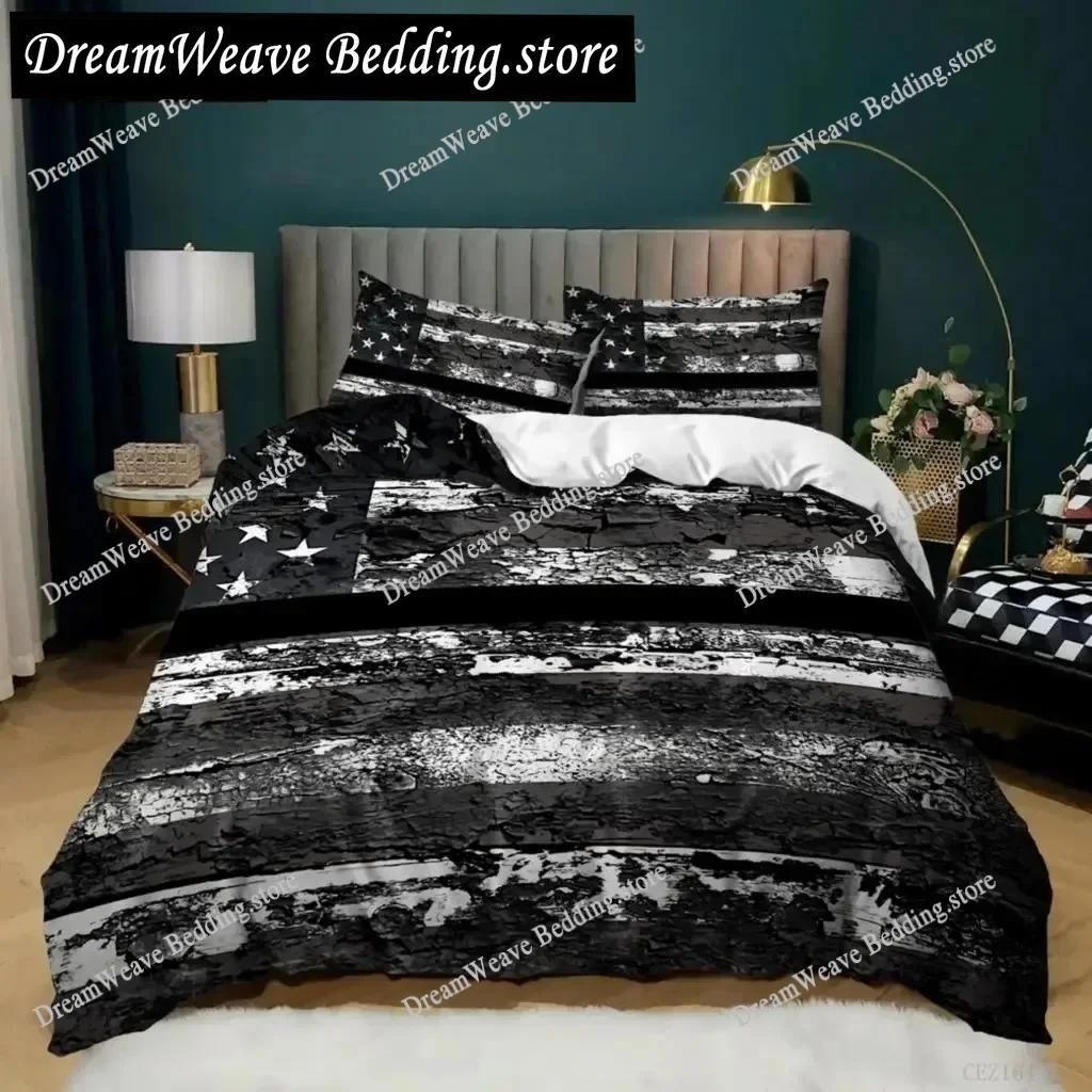 3D Print National Flag Duvet Cover Set King Size American Flag Bedding Set for Teens Adults Microfiber Single Double Quilt Cover