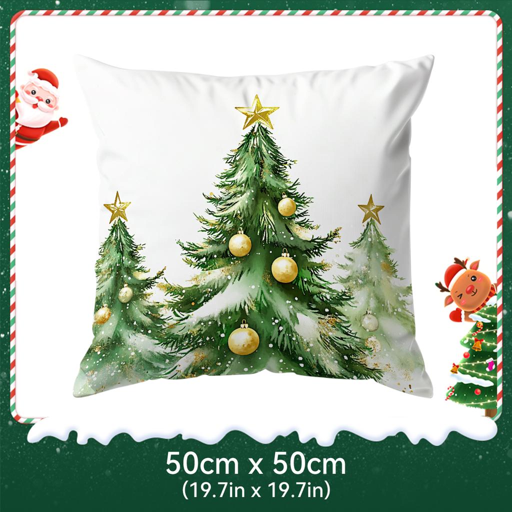 Watercolor Christmas Pillowcase Printed Polyester 40/45/50Cm Throw Pillowcover Decorative Sofa Cushion Pillowslip Home Decor