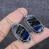Natural Sodalite Gemstone 925 Sterling Silver Jewelry Earring 2.13" b1q21