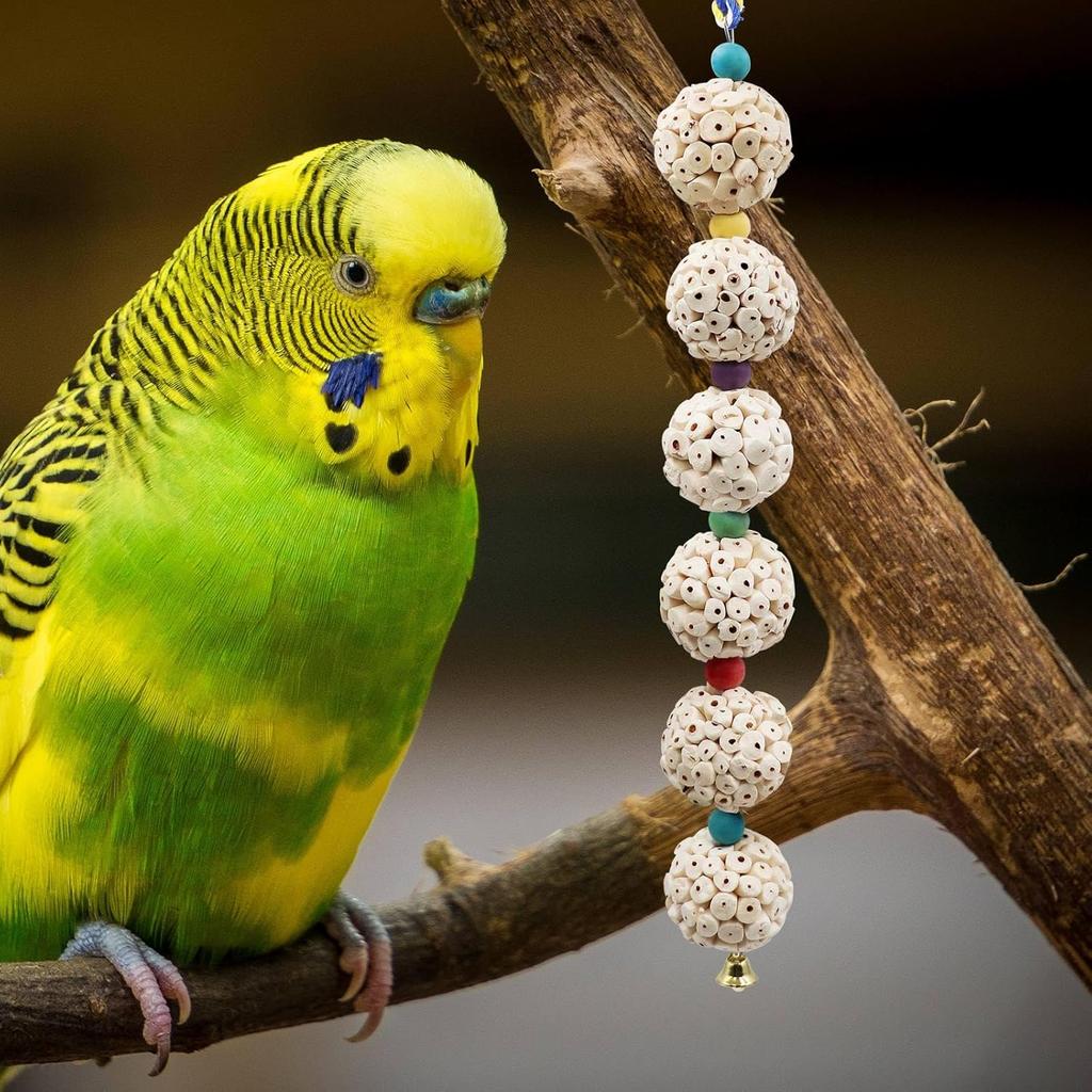 Bird Chewing Toy, Bird Sola Ball Toy with Bell, Bird Cage Accessories, Cage Toys for Cockatiel Parakeet Parrot Budgies Rat Hamster Chinchilla Rabbit