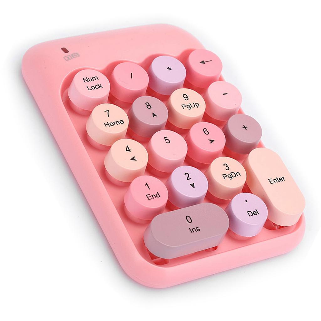 Mini 2.4G Wireless Numeric Keypad Vintage Colorful Round Cap Num Keyboard Waterproof 18 Keys for Financial Accounting