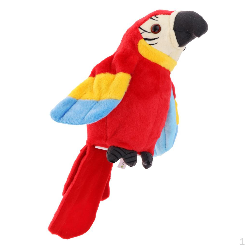Plush Talking Parrot Electronic Pet Stuffed Bird Toy Gift for Kids Children - Red
