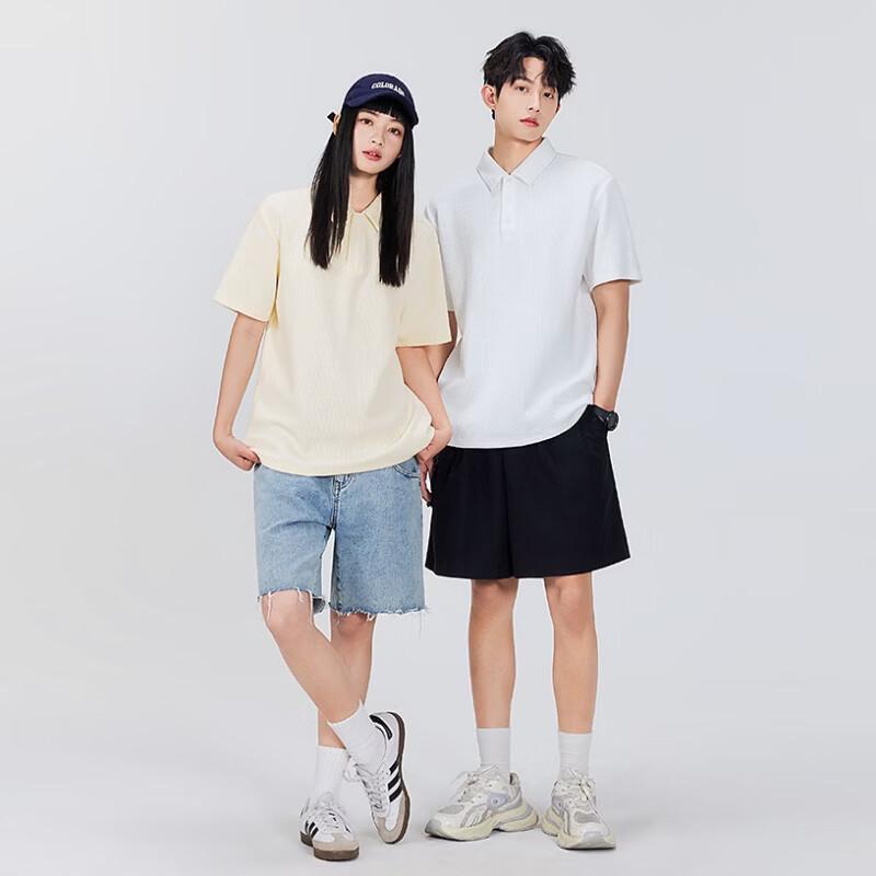 MINISO Men's Waffle Knit Short Sleeve Polo Shirt