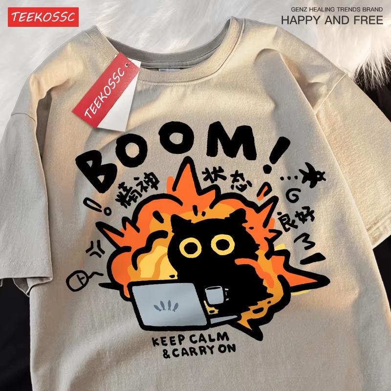 

Good Mental State Pure Cotton Short Sleeved T-shirt for Men Women 2024 Summer New Tee Clothes Loose Casual Cartoon Oversized Top 4XL