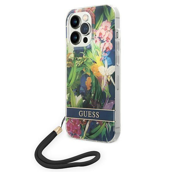Guess Guohcp14Xhflsb Iphone 14 Pro Max6,7 Niebieski/Blue Hardcase Flower Strap