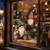 Indoor Window Art Christmas Gnome Cling, Waterproof Snowflake Glass Decal, PVC Decals Faceless Dwarf Static Sticker for Holiday Decoration Winter Home