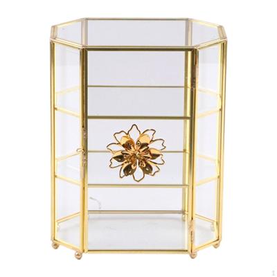 Glass Jewelry Storage Box Display 3 Layer Organizer Makeup Case for