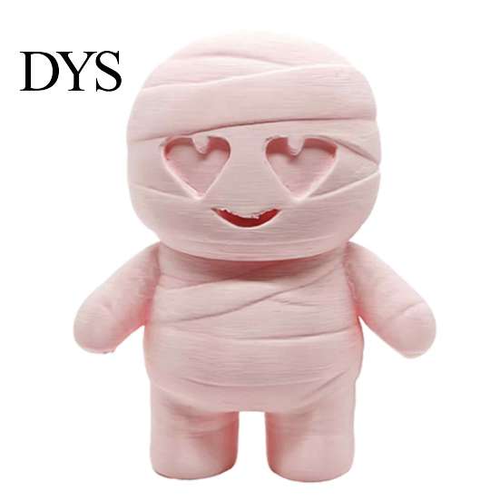 Halloween Mummy Ornament Cute Figurine with Heart Eyes, 3D Printed Tabletop Freestanding Model Ornament, DIY Paintable Cartoon Statue for Holiday