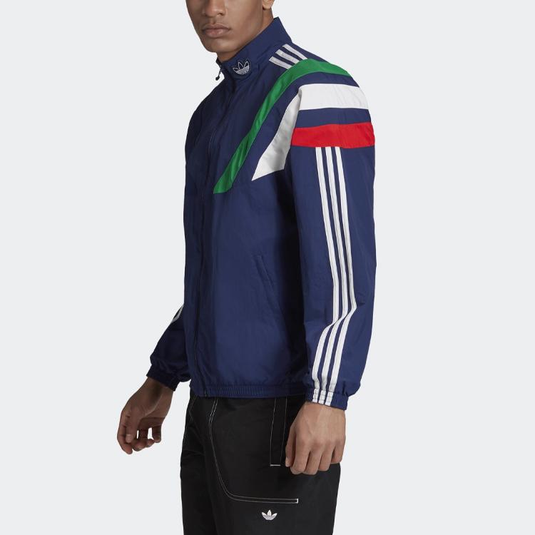 Adidas Originals Three Stripes Stand Collar Sports Jacket Men Jackets Dark-Blue FN0966