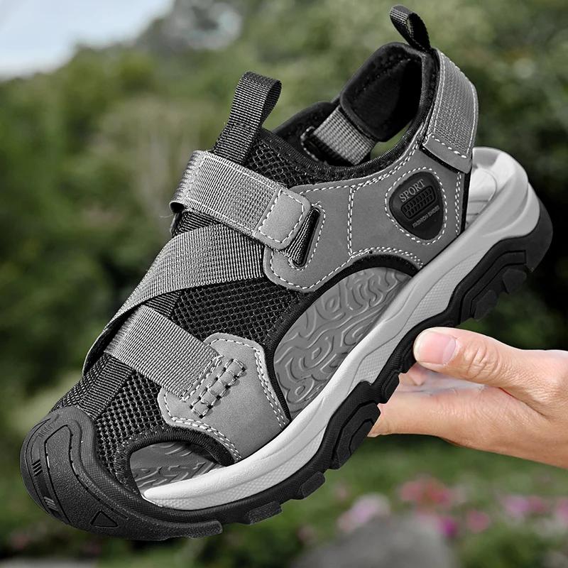 

2025 кожа мужская обувь лето новая большой размер мужские сандалии мужские сандалии модные сандалии тапочки большой 38 серый