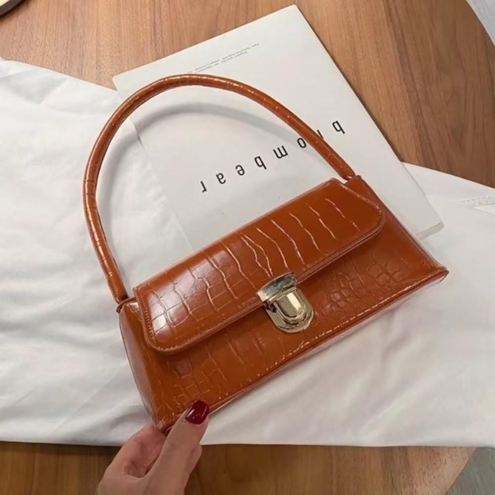 New Solid Color Women's Underarm Shoulder Bag Luxury Design Versatile Ladies Handbag Purse Stone Patterned Crossbody Bags