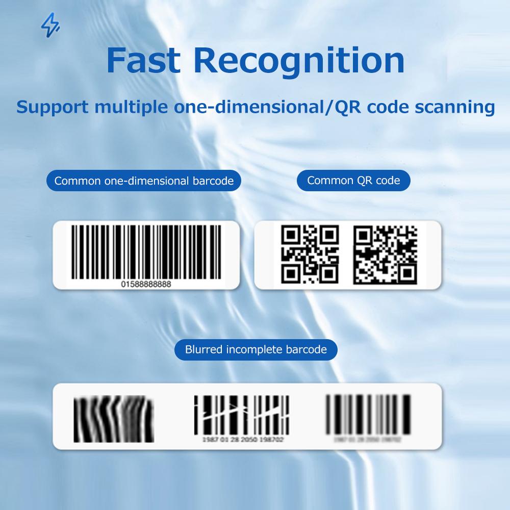 Vestível Tipo Barra Scanner USB com Fio 2.4G Conexão de Três Modos Suporte a Leitura de Código de Barras Unidimensional e QR