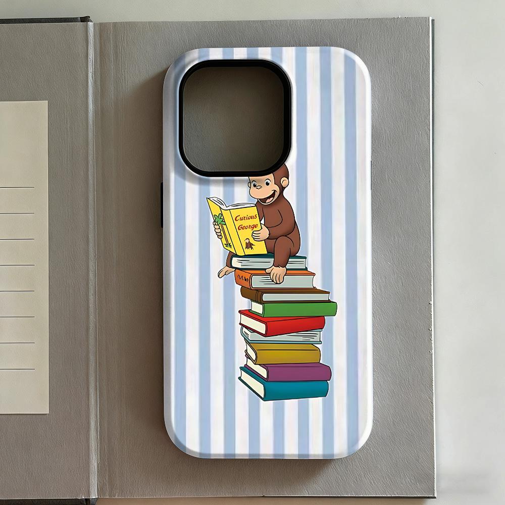 Clmj Cute C-Curious Georges Phone Case for iPhone 17 16e 16 15 14 13 12 11 X XS Air Pro Max Plus Luxury Double-layer Back Cover