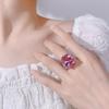 Elegante Damenringe im europäischen Stil mit Einlagen aus blauem Saphir, rotem Korund und rosa Diamant