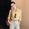 Summer New Linen Minimalist Old Money Simple Solid Color Sunscreen Shirt Women's Simple Casual Shirt A