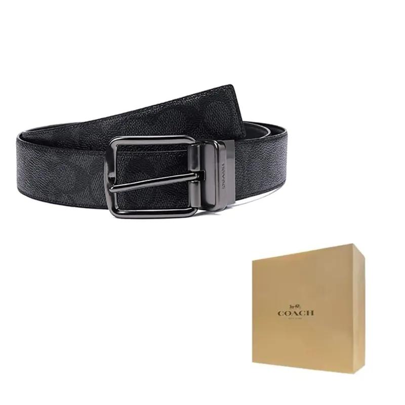 COACH Leather Belts Men's Width 3.8cm (Unisex) Leather Belts 64077 CQ BK