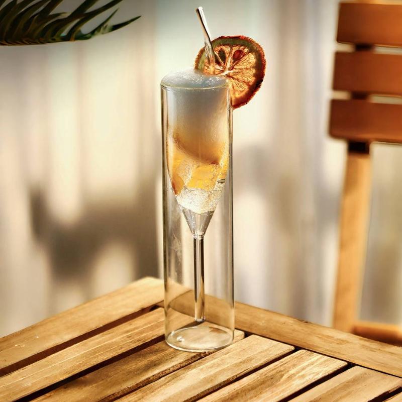 Doppelwandige Champagnergläser - Elegantes Kristall-Design Tulpen- & Flötenbecher für Hochzeiten, Cocktails & Toast, bruchsicher
