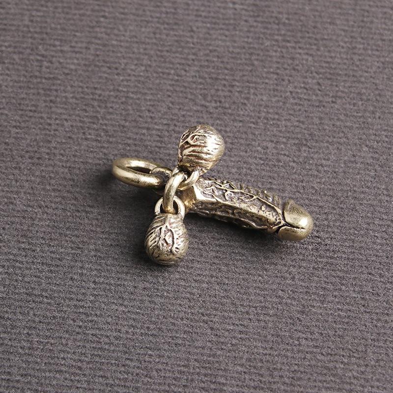 1 Pcs Brass Funny Pendant for Keychains Mini Toys Car Keyring Hanging Jewelry Funny Women Friends Gifts.