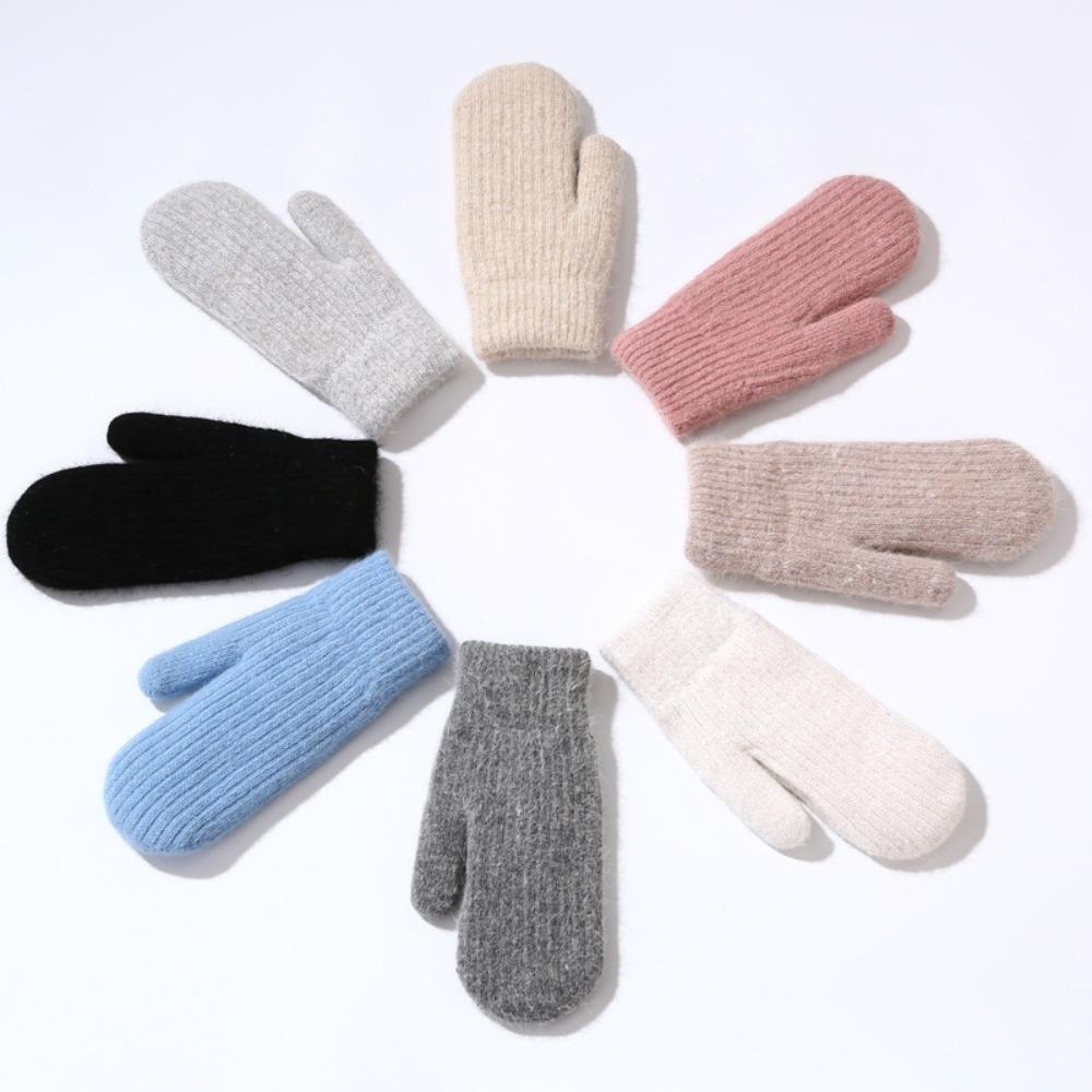 Keep Warm Full Finger Gloves Furry Drive Cycling Mittens New Knitted Wool Gloves Winter