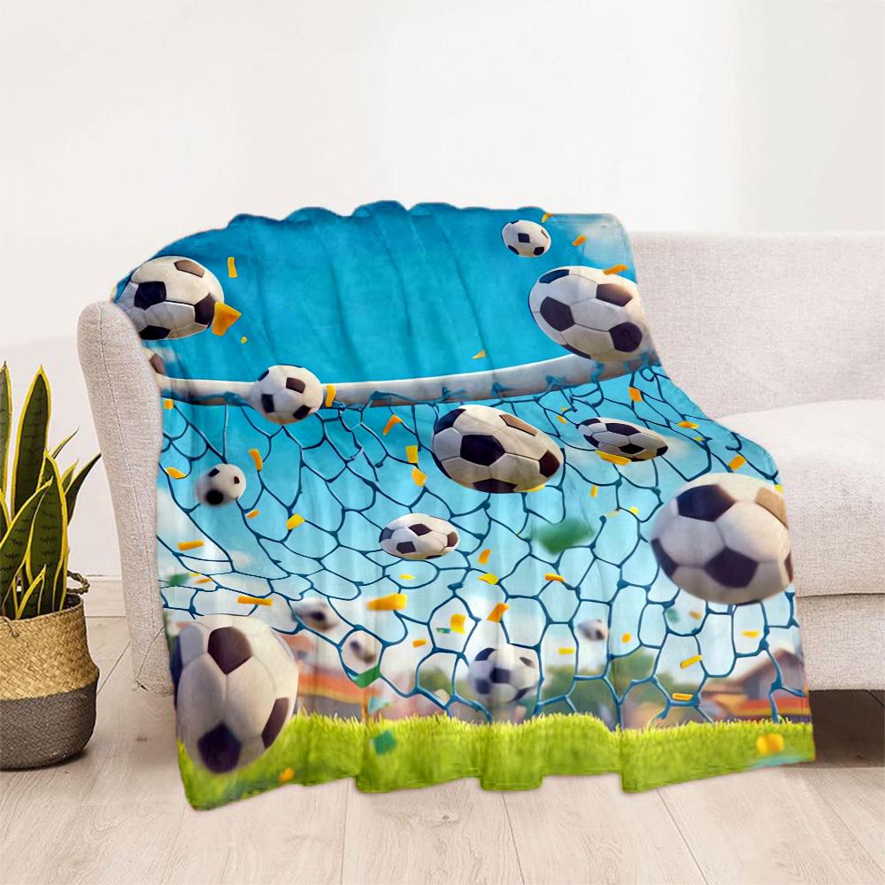 1 Stück Fußball-Decke Bequem Weich Leicht Alle Jahreszeiten Mehrzweck-Decke Reisen Camping Picknicks Sofa Büro Bett Wohnzimmer Geschenk Freunde