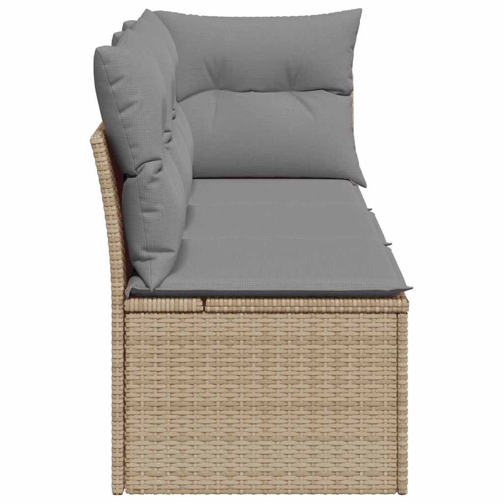 Vidaxl Garden Sofa With Cushions, 3-Seater, Beige, Poly Rattan