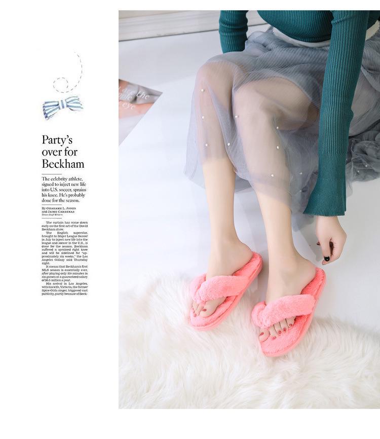 Women's 2022 Autumn/Winter Toe-Clip Fluffy Slippers: Korean Style Indoor/Outdoor Flip-Flops, Plus Size Available.