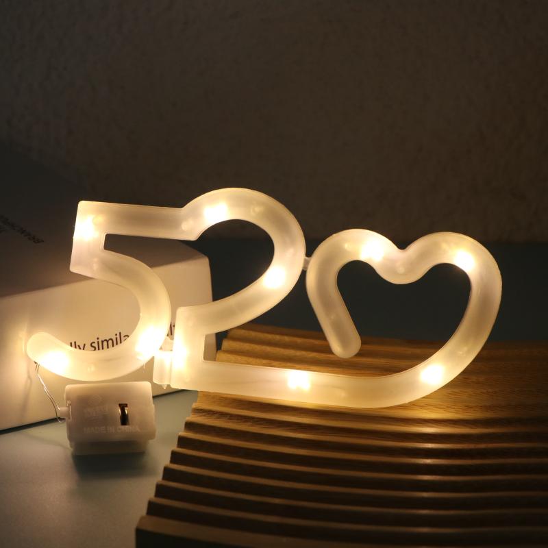 

520 День святого Валентина Украшение для торта, Теплый белый светильник Любовь , Лунный светильник, Десертная вставка