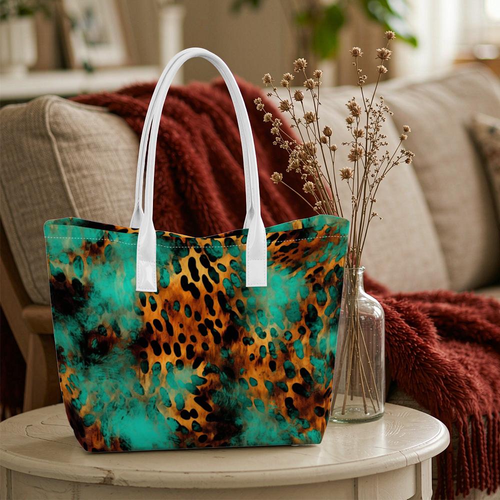 Leopard Print Tote Bag for Women Stylish Daily Use Shoulder Bag Trendy Casual Handbag