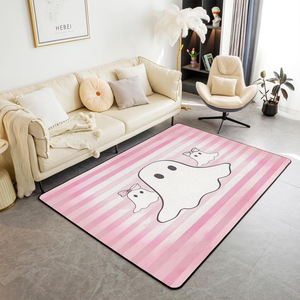 Black Crow Living Room Rugs Halloween Decoration Decorative Carpet for Kids Teens Adult Sugar Skull Skeleton Bones Area Rug