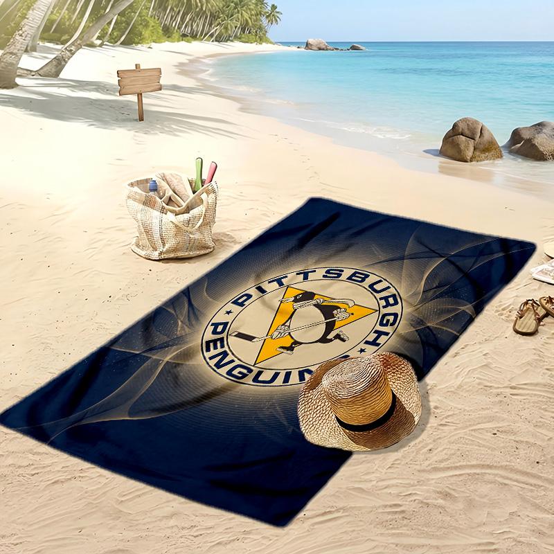 Asciugamano da Spiaggia Stampa Pittsburgh Penguins Morbido Portatile Asciugatura Rapida?Asciugamano Asciutto Per Piscina Vacanza Estiva Sport all'Aperto