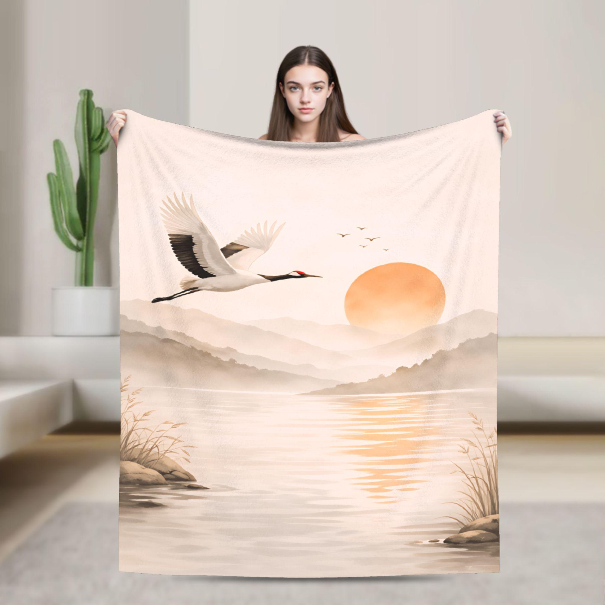 

Chinese ink painting Blankets Quality Warm Throw Blanket Spring Girls Boys Couch Chair Funny Bedspread 130x150cm