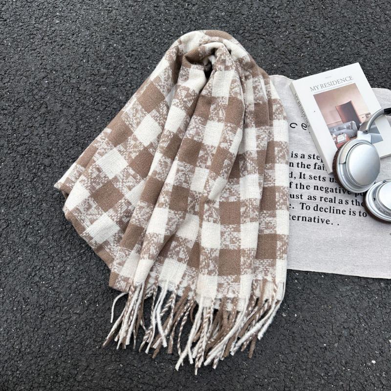Autumn and winter high-end warm tassel plaid versatile shawl scarf atmosphere fashionable couple scarf
