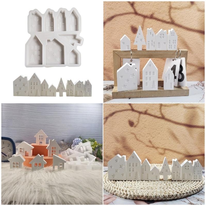 Reusable Silicone House Craft Mould for Resin Cement Art Projects Handmade Ornaments Home Office Enhancement