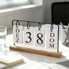 Wooden Perpetual Calendar Modern Metal Standing with Wooden Base Daily Metal Desk Calendar for Home Office Coffee Shop Study