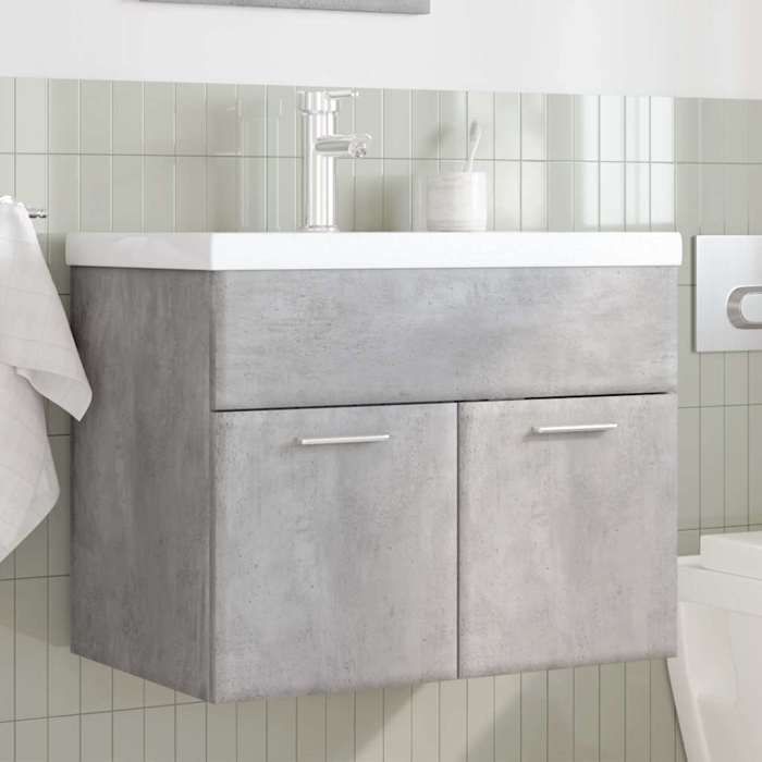 VidaXL Bathroom Vanity Unit with Integrated Basin Concrete Grey, Bathroom Vanity Cabinet, Bathroom Furniture 3324858