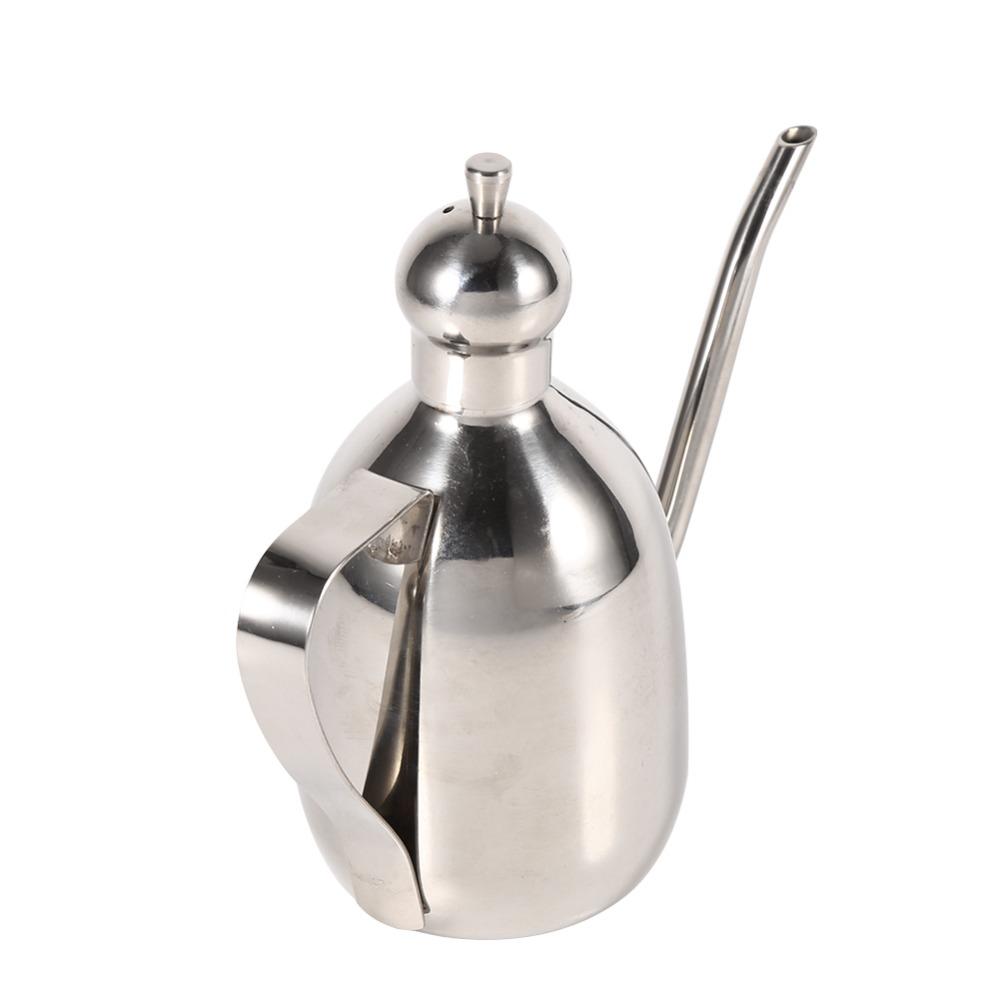 Stainless Steel Oil Dispenser Bottle 350ml Long Spout Oil Bottle Vinegar Dispensing