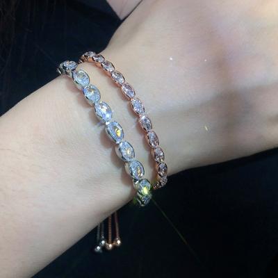 Popular Single-Row Egg-Shaped Zircon Bracelet Women'S Adjustable Tennis Chain Crystal Jewelry