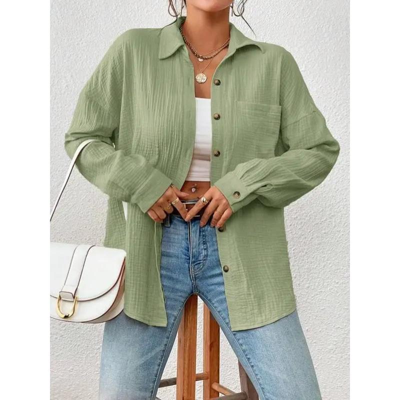 Summer Cotton Women Shirts Casual Turn Down Collar Shirt Top Long Sleeve Top Office Lady Elegant Blouses for Women Blusas