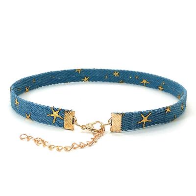 Trendy modrá džínovina gotická gotická punková hvězda choker náhrdelník osobnost vintage klíční řetízek pro ženy šperky doplňky