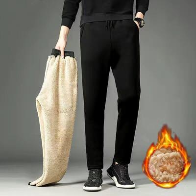 Esporte correndo treino calças de lã inverno dos homens harem calças ginásio moletom sólido grosso quente calças casuais