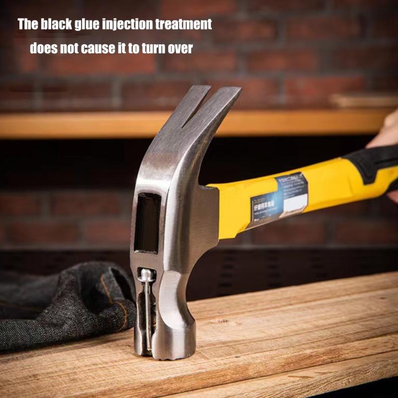 Magnetic Head Claw Hammer With Antislip Shock Absorbing Handle For Nail Driving Demolitions And Woodworking Projects