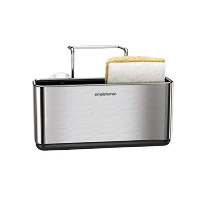 Simplehuman Wąski Organizer do Zlewu Stal Nierdzewna Uchwyt na Gąbki Uchwyt na Gąbki z 4 Przyssawkami simplehuman KT1134