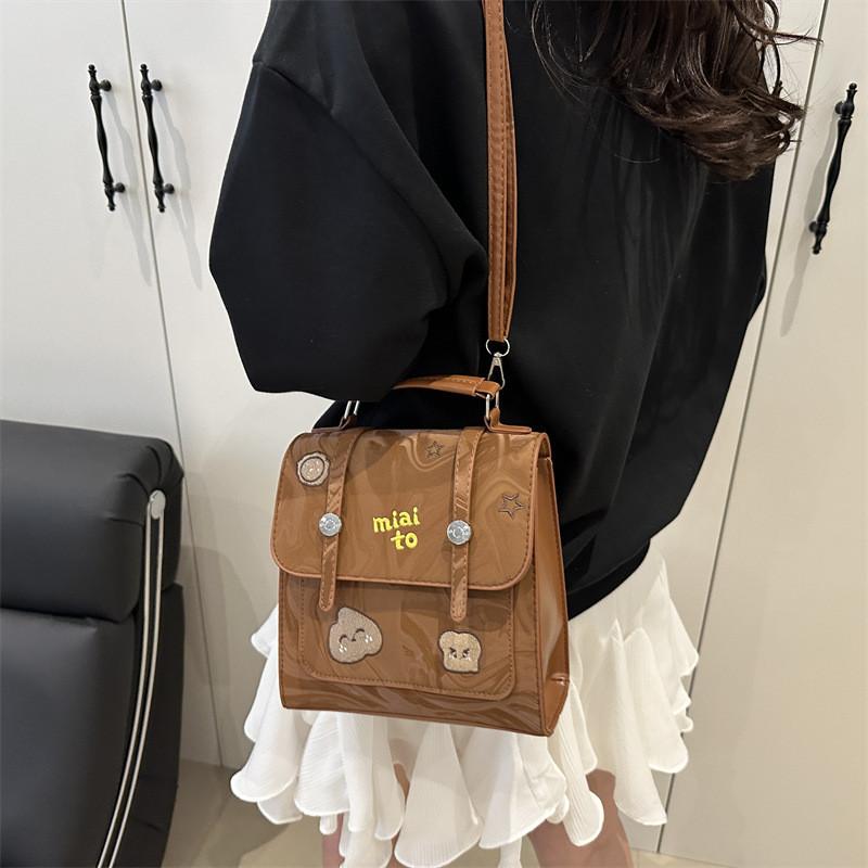 Letter Embroidery Handbag Female Vintage Tote Bag With Magnetic Closure For Daily Use