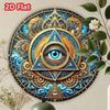 Unique Circular Metal Wall Art Ornate Wreath Providence Eye Symbol Aluminum Decor Mural