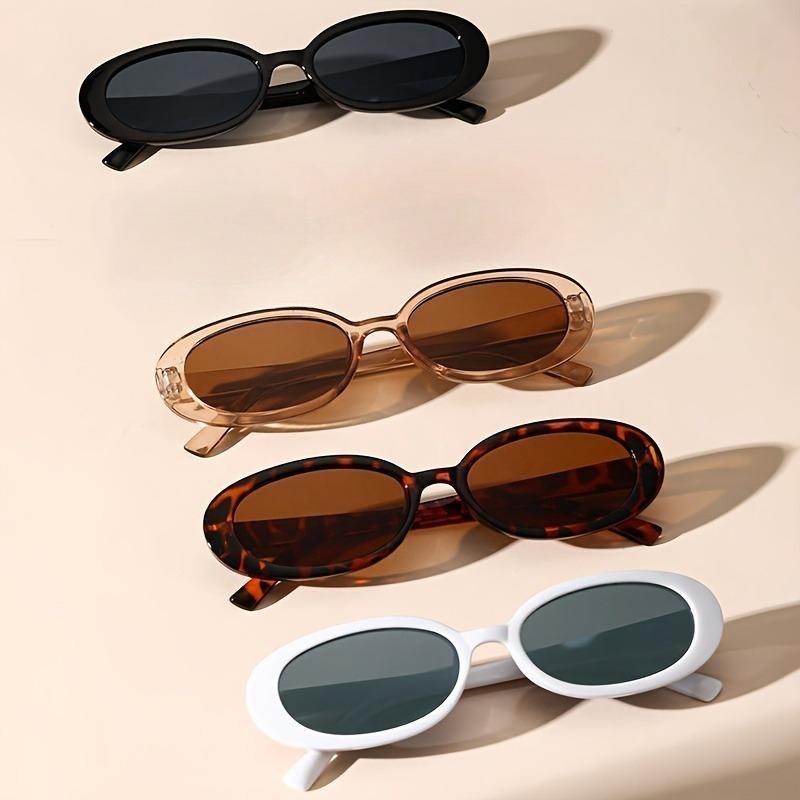 

4 Pairs of Women s Oval Bohemian Style Glasses Y2K Trend Colorful Plastic Frame Daily Fashion Accessories